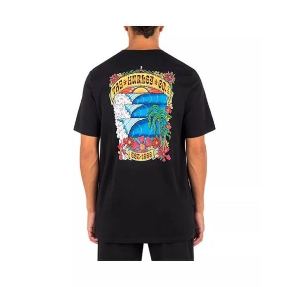 Hurley Everyday Desert Point Black Tropical Graphic Short Sleeve T-Shirt XXL - Picture 1 of 6